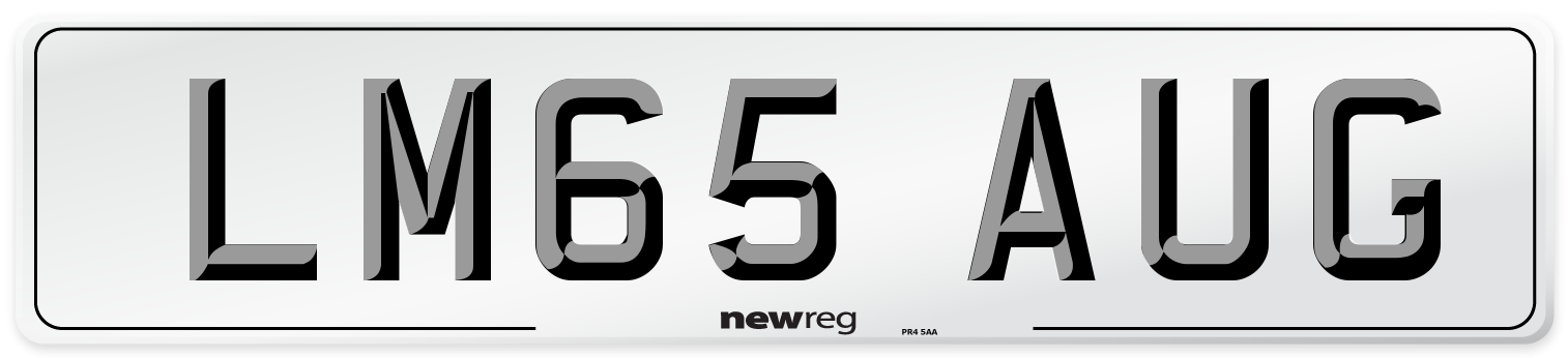 LM65 AUG Number Plate from New Reg